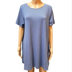 Zenana Premium 1X Blue Shirt Dress with Pockets NWOT